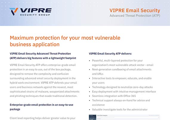 VIPRE Email Security: Advanced Threat Protection data sheet cover