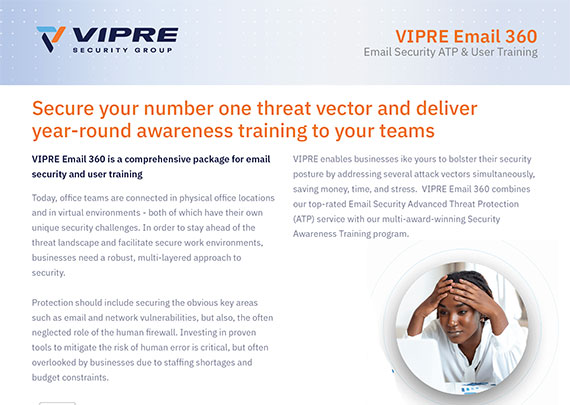 VIPRE Email 360 data sheet cover