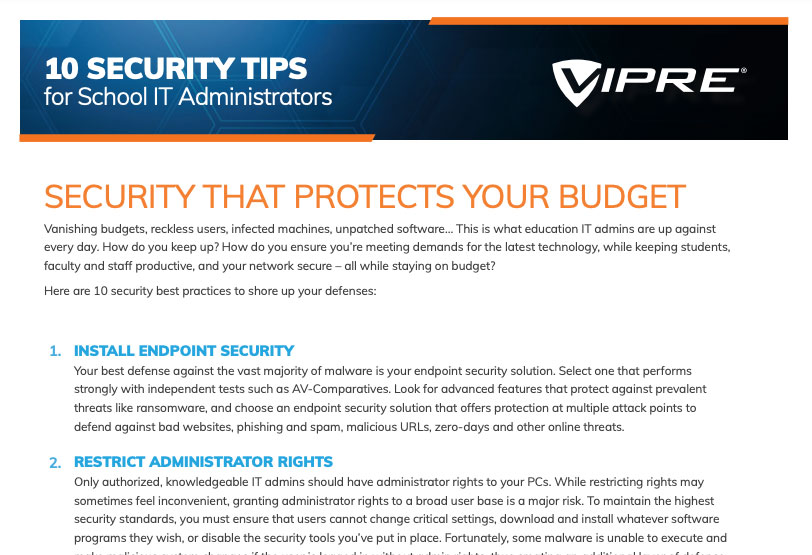 10 Security Tips: Education brochure cover