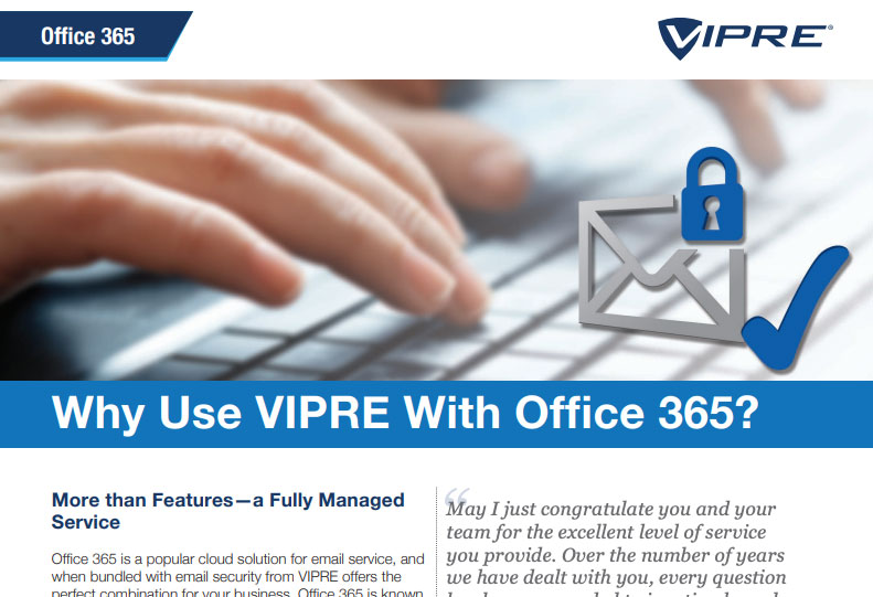 Why Use VIPRE with Office365? brochure cover