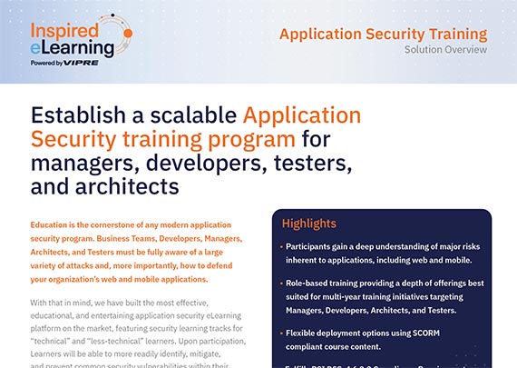 Application Security Training data sheet cover