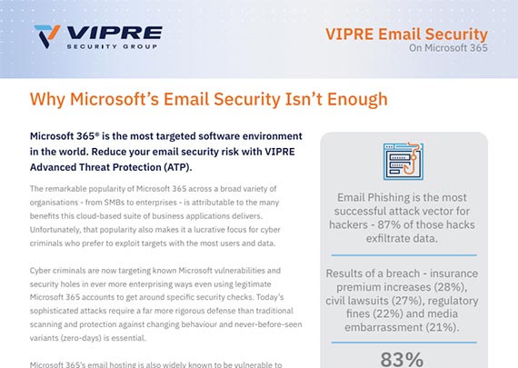 VIPRE Email Security on Microsoft 365 data sheet cover