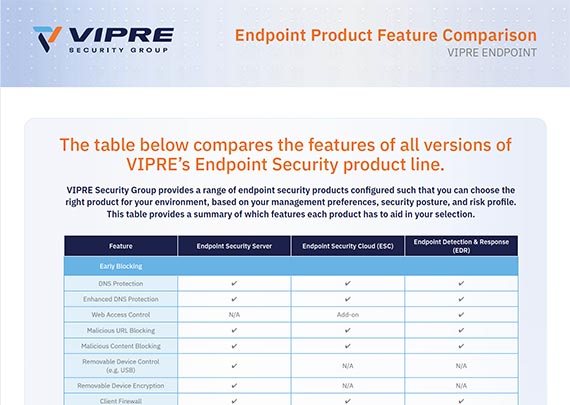 Endpoint Product Feature Comparison data sheet cover