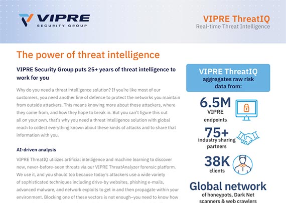 VIPRE ThreatIQ data sheet cover